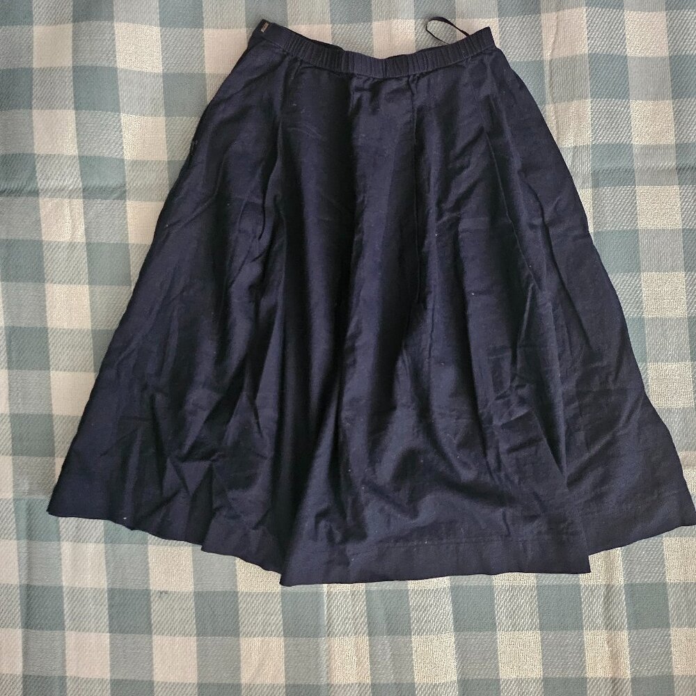 Uniqlo Cotton Gatherer Skirt Midi Navy Blue Size24-25